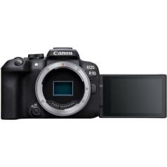 Canon EOS R10 bezspoguļa kamera + (hibrīda kamera, DSLR jauninājums, 15 B/s, 4K video, Dual Pixel CMOS AF II fokusa sistēma, WiFi) Melna