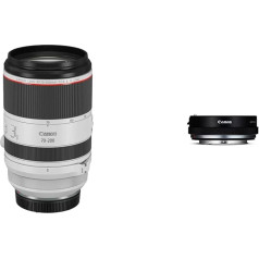 Canon RF 70-200 mm F2.8L is USM telefoto tālummaiņas objektīvs (77 mm filtra vītne) 89,9 x 146 mm, balts un bajoneta adapteris EF-EOS R ar objektīva vadības gredzenu CR-EF-EOSR Black