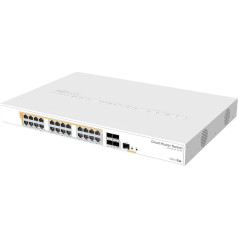 MikroTik 328 kods: 24P. Kods: + RM mākoņmaršrutera slēdzis, CRS328 24P. + RM (mākoņmaršrutētāja slēdzis, 800 MHz CPU, 512 MB RAM, 24xGigabit LAN (slēdzis, visi PoE izeja, 4xSFP + būri, RouterOS L).