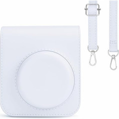 Rieibi Fuji Instax Mini 12 Camera Case - PU кожаный чехол для Fujifilm Instax Mini 12 Instant Camera - Съемный чехол с регулируемым плечевым ремнем, белый, магнитная застежка