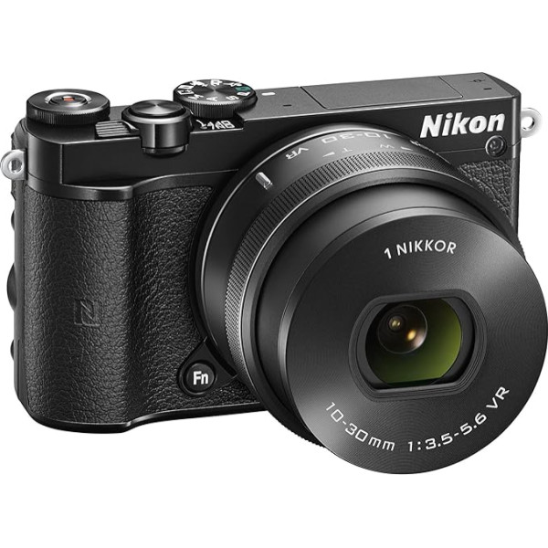 Nikon 1 J5 Systemkamera (20 megapikseļu, 7,5 cm (3 Zoll) displejs, 4K-Videoaufzeichnung, Funktionswählrad, Einstellrad, Funktionstaste, WiFi, NFC, USB, HDMI) Kit inkl. 10-30 mm PD-Zoom Objektiv schwarz