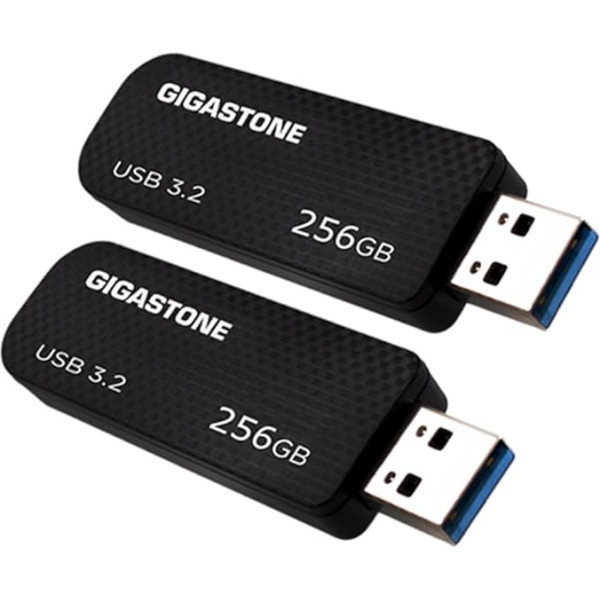 Gigastone Z30 256GB USB 3.2 Gen1 Flash Drive, 2-Pack Capless Retractable Design Pen Drive, Reliable Performance and Durable, USB 2.0 / USB 3.0 / USB 3.1 Interface Compatible