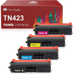 Toner Kingdom TN423 saderīgs toneris priekš Brother TN-423 TN-421 TN423BK TN423C TN423C TN423M TN423Y priekš Brother HL-L8260CDW HL-L8360CDW MFC-L8690CDW MFC-L8900CDW DCP-L8410CDW (BK/C/M/Y, 4) )