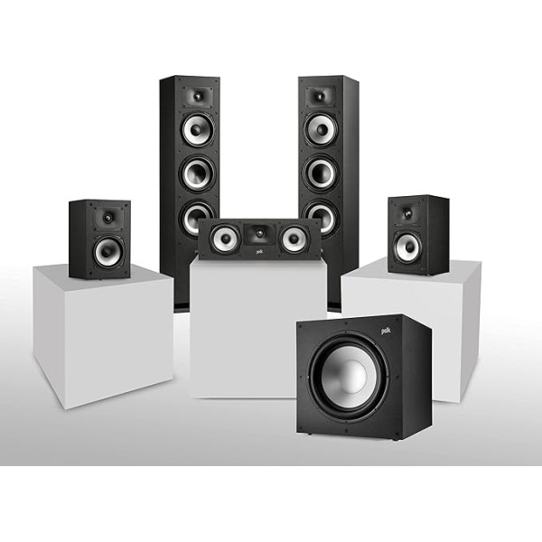 Polk Audio Monitor XT sērija, 5.1 mājas kinozāles skaņas sistēma, surround sistēma, kas sastāv no 2x MXT60 stāvgultņu skaļruņiem, 1 pāra MXT15 skaļruņu, 1x MXT30 + 1x jaudīgs MXT12 aktīvais zemfrekvences skaļrunis