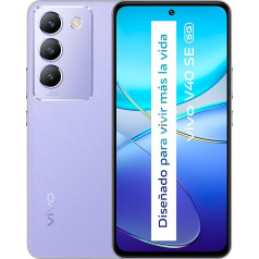 vivo V40 SE 5G viedtālrunis, Android viedtālrunis, 8 GB + 256 GB, 120 Hz AMOLED displejs, 50 MP kamera, 5000 mAh akumulators, bez akumulatora, violetā krāsā