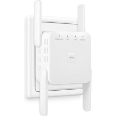 WLAN Repeater WLAN Verstärker 1200Mbit/s Dualband 2,4GHz+5GHz WiFi Booster mit Repeater/Router/Access Point Modus,4 Antenne,Einfache Einrichtung,WiFi Range Extender Mit LAN/WAN Port