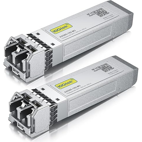 [Pack of 2] HP J9150A/ J9150D savietojams SFP+ SR daudzmodu tranzistors, 10GBase-SR SFP+ šķiedru modulis, dubults LC savienotājs, 850 nm, 300 m