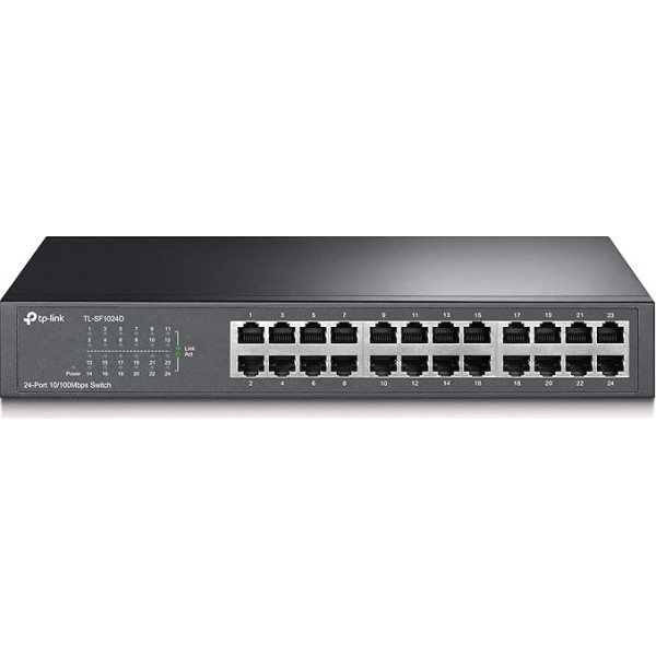 TP-Link TL-SF1024D Desktop/Rackmount Fast Ethernet Netzwek Switch (24x 10/100Mbit/s porti, metāla konstrukcija, Plug&Play, mūža garantija)