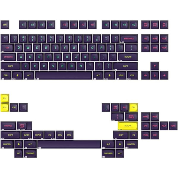 DROP + MiTo MT3 Cyber Custom Keycap Set, ABS aukšto profilio klavišų dangteliai, Doubleshot Legends, MX Style dangteliai HHKB, 60%, 65% ir TKL klaviatūroms (bazinis rinkinys)