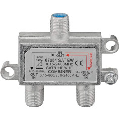 Goobay 67054 SAT TV Einschleuseweiche Sat/Terrestrisch zum Zusammenführen von Satelliten- und Terrestrischem Signal an die TV-Anlage, Schirmungsmaß 100 dB (digital tauglich)
