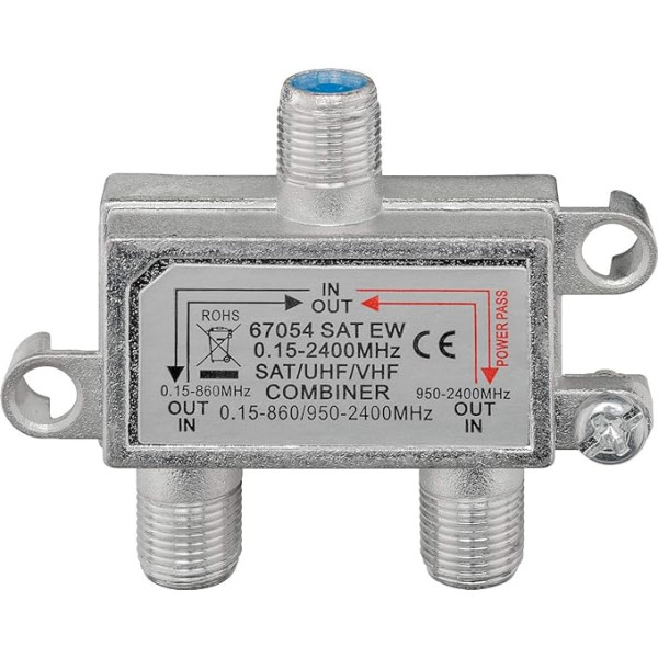 Goobay 67054 SAT TV Einschleuseweiche Sat/Terrestrisch zum Zusammenführen von Satelliten- und Terrestrischem Signal an die TV-Anlage, Schirmungsmaß 100 dB (digital tauglich)