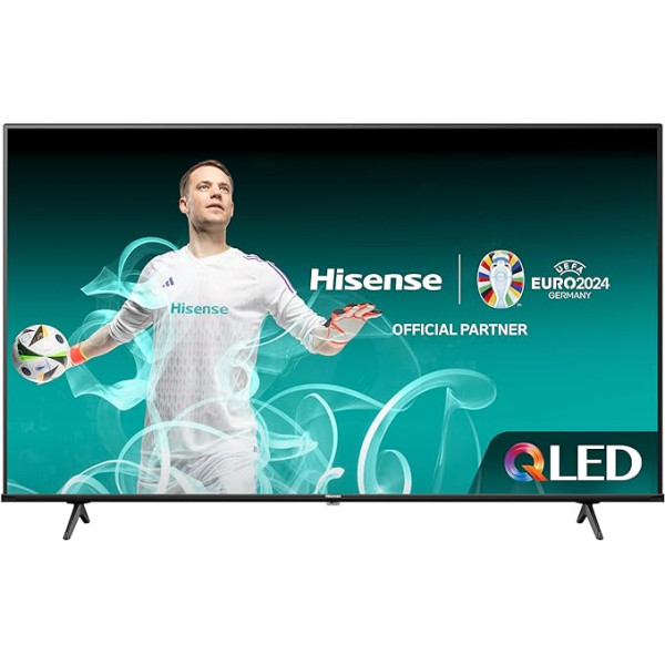 Hisense 55E7NQ 139 cm (55 collu) televizors, 4K UHD, QLED, HDR10, HDR10+ dekodēšana, HLG, Dolby Vision Atmos, 60 Hz panelis, Smooth Motion, Bluetooth, iebūvēta Alexa, VIDAA Voice, melns [2024]