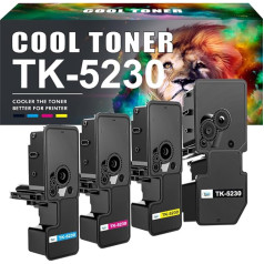 Cool Toneris TK5230 saderīgs ar Kyocera Ecosys P5021cdn toneri M5521cdw M5521cdw M5521cdn P5021cdw P5021 M5521 TK-5230K TK-5230 TK-5230C TK-5230Y TK-5230M (melns ciāns ciāns dzeltens dzeltens dzeltens a, 4 gab.)