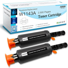 ASEKER saderīga tonera kasetne 143A W1143A 143AD W1143AD Neverstop Laser MFP 1202w 1202nw 1201n 1001nw printerim, standarta ietilpība 2500 lappuses (melna, 2 iepakojumi)