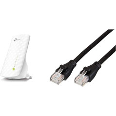 TP-Link RE200 WLAN retranslators (750 Mbit/s, Dual WLAN AC+N, WLAN pastiprinātājs, LAN ports, App Control, saderīgs ar visām WLAN ierīcēm) & Amazon Basics Ethernet tīkla kabelis, RJ45, Cat6