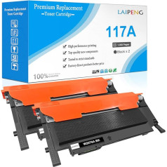 Savietojama tonera kasetne 117A W2070A Black 1000 Pages priekš HP 150a 150w 150nw 150nw MFP 178nw 178nw 178nwg 179fnw 179fwg Printeris ar mikroshēmu (melna x 2)