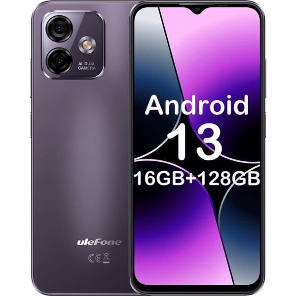 Ulefone Note 16 Pro viedtālrunis Ikdienas piedāvājums, 13GB RAM + 128GB ROM Octa-Core Android 13 mobilo tālruņu piedāvājums, 50MP + 8MP kamera 6.52