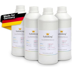 Subliking 4 x 250 ml sublimācijas tintes (CMYK komplekts) tekstila apdrukai/transfēra drukai/sublimācijai