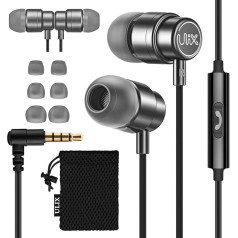 ULIX Rider In-Ear austiņas, Twist-Proof pastiprināts kabelis, mikrofons, izturīgs, 48 Ω draiveris, bagātīgi basi, austiņas iPhone, iPad, Samsung, datoram, klēpjdatoram, datoram, datoram