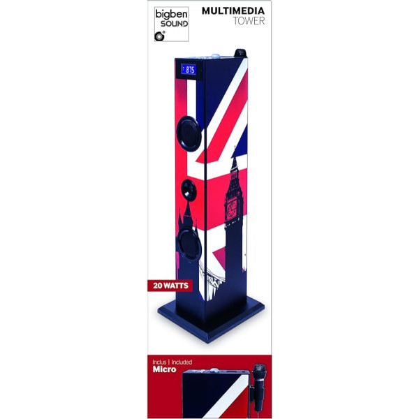 BigBen Sound Tower TW5 Union Jack inkl. Mikrofon, USB-Anschluss und Fernbedienung