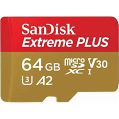 SANDISK - Карты Extreme Plus MicroSDXC 64GB + SD Adapter 200MB/s 90MB/s A2 C10 V3