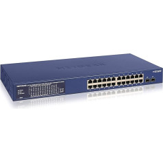 NETGEAR GS724TPP 24 prievadų Gigabit Ethernet LAN PoE komutatorius Smart (valdomas tinklo komutatorius su 24x PoE+ 380W, 2x 1G-SFP, montuojamas staliniame arba 19 colių stove, ProSAFE garantija visam gyvenimui)