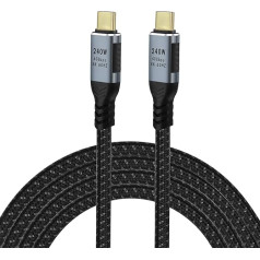 GELRHONR 240 W USB C līdz USB C kabelis, USB 4.0 C tipa lādēšanas kabelis, ātra uzlāde, 40 Gbps datu pārraide, 8K @ 60Hz 4K @ 120 Hz video, saderīgs ar Thunderbolt 3, centrmezglu, SSD, doku (1,8 m)