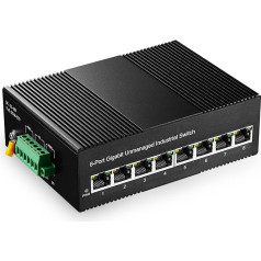 Binardat 8 prievadų Gigabit Din Rail pramoninis Ethernet komutatorius, 8 prievadai 10/100/1000Mbps, be ventiliatoriaus, montuojamas ant sienos, su vienu maitinimo šaltiniu