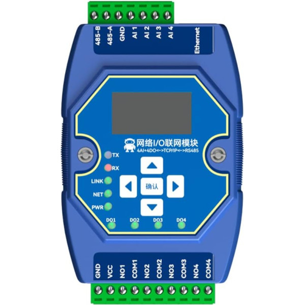 EBYTE Ethernet I/O tīkla modulis Switch Value Acquisition Control ModBus ME31-XAAX0440 4AI+4DO RS485 RJ45 tīkla ports