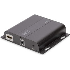 DIGITUS Professional 4K HDMI Extender (Empfängereinheit), IP fähig und Direktverbindung (Cat 5, 5e, 6), līdz 253 lietotājiem, izšķirtspēja 3840x2160p mit 30 Hz, melns (Schwarz)