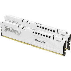 Kingston Fury Beast KF560C30BWK2-32 32GB 6000MT/s DDR5 CL30 DIMM (komplekts no 2), balts, galddatoriem, datoriem, datorspēļu atmiņas komplekts