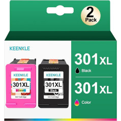 KEENKLE 301XL 301 XL kasetnes 301 printeru kasetņu 301XL multipaketei, kas paredzēta Deskjet 2540 3050 2050 2544 2620, Envy 4500 5530 4630 4504 4632 4502 (melna, krāsaina)