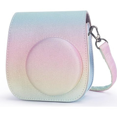 Leebotree Instant Camera Case saderīgs ar Instax Mini 12 / Mini 11 Instant Camera, izgatavots no mīkstas mākslīgās ādas ar plecu siksnu un somiņu (Luminous Rainbow), Luminous Rainbow, Fotoaparāta futrālis