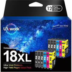 Uniwork 12 kasetnes Epson 18XL 18 printeru kasetnes Epson Expression Home XP-322 XP-215 XP-205 XP-225 XP-305 XP-325 XP-422 XP-405 XP-415 XP-425 XP-315 XP-315 XP-312 XP-425 XP-412 XP-202 XP-102.