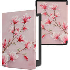 kwmobile Flip Case Compatible with Pocketbook InkPad 4 Case - eReader Case - Magnolia Pink White Dusky Pink