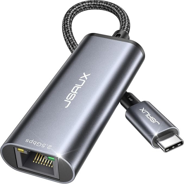 JSAUX USB C auf Ethernet Adapter 2.5G, USB Typ-C zu LAN Adapter RJ45 2500Mbps Thunderbolt 4 Netzwerkadapter für iPhone 15, Galaxy S24 Ultra, Mac Pro/Air, Laptops, PC unter Windows 11/10/8, macOS usw