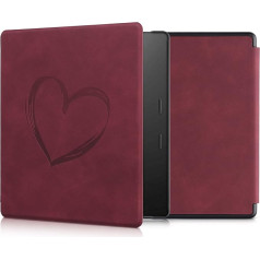 kwmobile Korpuss saderīgs ar Amazon Kindle Oasis 10th Generation - mākslīgās ādas e-lasītājs - Heart Brush Dark Red