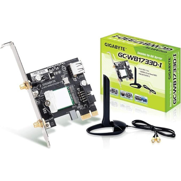 Gigabyte GC-WB1733D-I - 1733MBit W-LAN + Bluetooth 5 Modul PCIe - WiFi Expansion Card - GC-WIFI