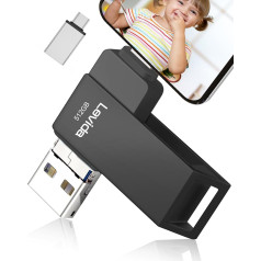 USB zibatmiņas karte 512 GB, Levida Memory Stick USB 3.0 Photo Stick (mobilā atmiņa, rotējošs dizains, automātiska dublēšana) iOS, tālrunim, Android mobilajam tālrunim, planšetdatoram, klēpjdatoram un datoram, datoram, melna