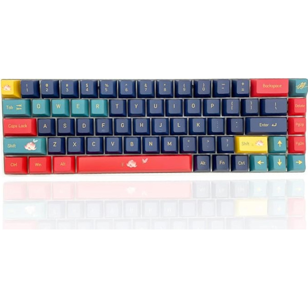 82 Keys PBT Keycaps Cherry Dye Sublimation Process Oil Free Lotus Theme for 61/64/68 Keycaps Mechanical Keyboard (Lotus)