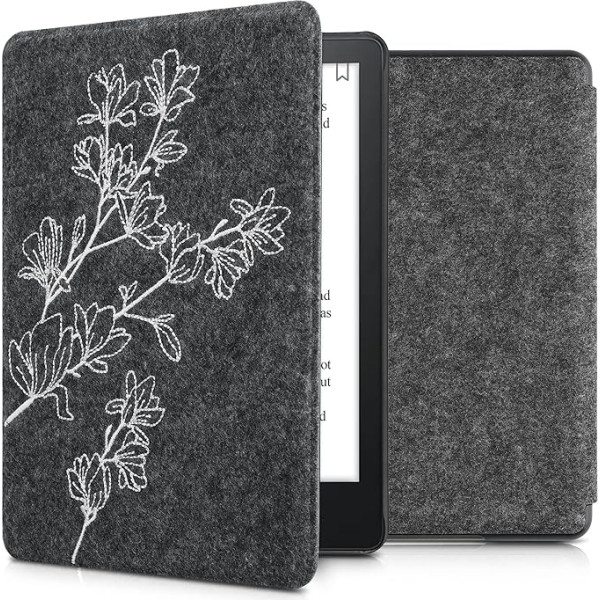 kwmobile Korpuss saderīgs ar Amazon Kindle Paperwhite (11th Gen - 2021) - filca auduma aizsargvāciņš - Magnolia White Dark Grey