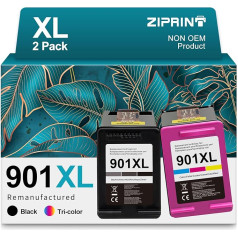 ZIPRINT 901XL saderīgas ar HP 901 kasetnēm priekš HP OfficeJet 4500 J4580 J4680 J4540 J4550 J4524,J4535 J4545, J4600, J4585 J4624, J4660 (melna, krāsaina)