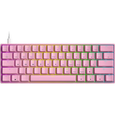 GK61 s Hot-Swap Mechanical Gaming Keyboard - 61 клавиша с разноцветной RGB LED подсветкой для PC/Mac игроков (Gateron Mechanical Yellow, Pink)