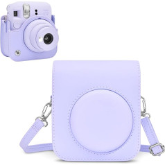 Rieibi Fuji Instax Mini 12 kameras futrālis - PU ādas futrālis Fujifilm Instax Mini 12 momentkamerai - noņemams futrālis ar regulējamu plecu siksnu, violets, aizdares aizdare