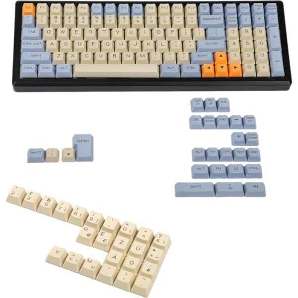 YMDK lazerinis graviravimas JK Italijos Ispanija Vokietijos ISO OEM profilio storio PBT klavišų dangtelis MX mechaninei klaviatūrai YMD96 KBD75 104 87 61 (Godspeed Vokietijos ISO)