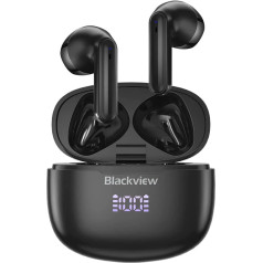 Blackview AirBuds 7 bezvadu austiņas - Bluetooth In-Ear austiņas - ūdensizturīgas līdz IPX7 - bezvadu uzlāde - LED indikators - trokšņu slāpēšana - liela 470 mAh baterija - melnas krāsas