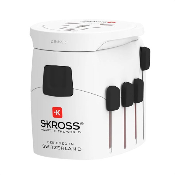 SKROSS - 1.103180 - Prolight - 2 universālo ceļojuma adapteru komplekts | Uz un no 250 valstīm - Spriegums un jauda: 100V - 630W / 250V - 1575W - Aizsardzība pret elektrošoku