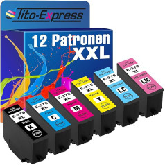 Tito-Express PlatinumSerie 12 XXL kasetnes, kas saderīgas ar Epson T3791-T3796 378XL 378 XL | Expression Photo XP-15000 XP-8000 XP-8005 XP-8500 XP-8505 XP-8600 XP-8605