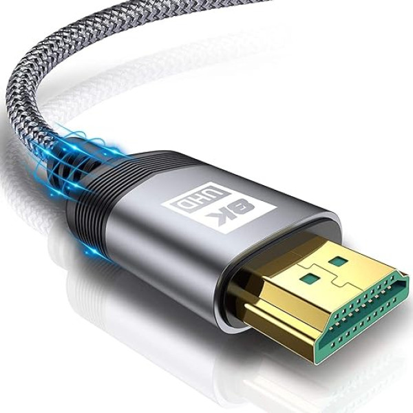 Īss HDMI kabelis 50 cm 8K, AviBrex Ultra HD 48Gbps Ethernet High Speed 8K @ 60Hz, 4K @ 120Hz, HDCP 2.2 & 2.3, UHD HDR 10+, Dolby Vision, 3D, VRR, saderīgs ar PS5/4.8K Gaming, TV, Blu-ray atskaņotāju,