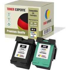 TONER EXPERTE 2 XL printeru kasetnes Saderīgs ar 337 343 Photosmart 2500 2570 2573 2575 C4100 C4110 C4140 C4150 C4180 C4190 D5160 8049 Officejet 6300 631 0 631 3 6315 Deskjet D4160 (Melns,